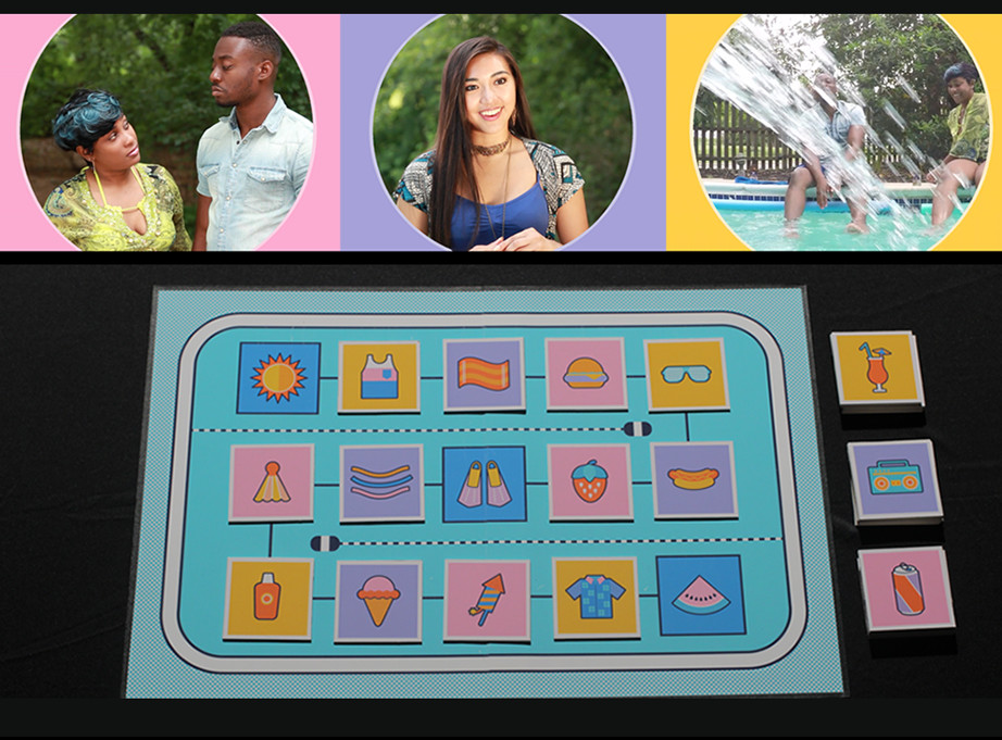 Image of game board with video stills