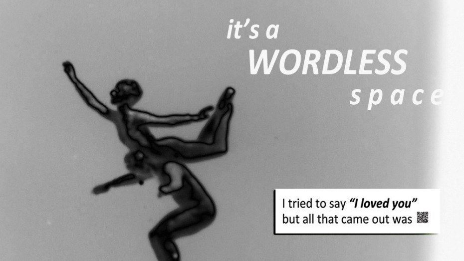 Dancers, text, QR code