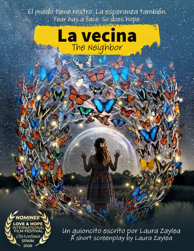 Poster showing girl surrounded by butterflies